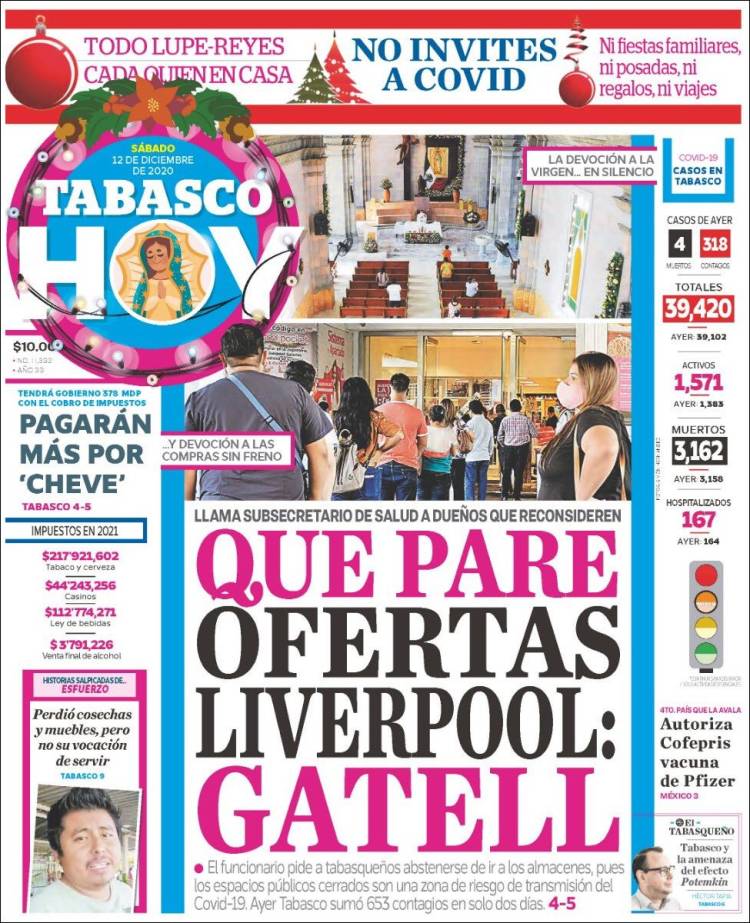 Portada de Tabasco Hoy (México)