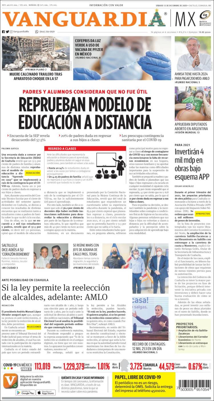 Portada de Vanguardia (México)