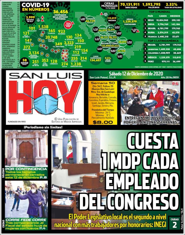 Portada de San Luis Hoy (México)