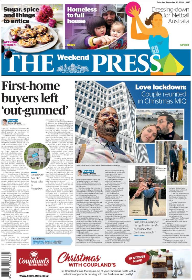 Portada de The Press (Nueva Zelanda)