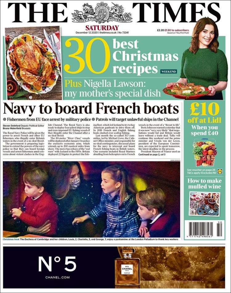 Portada de The Times (Royaume-Uni)