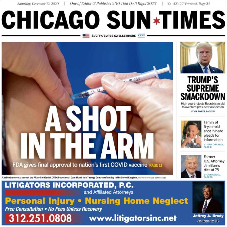 Portada de Chicago Sun-Times (USA)