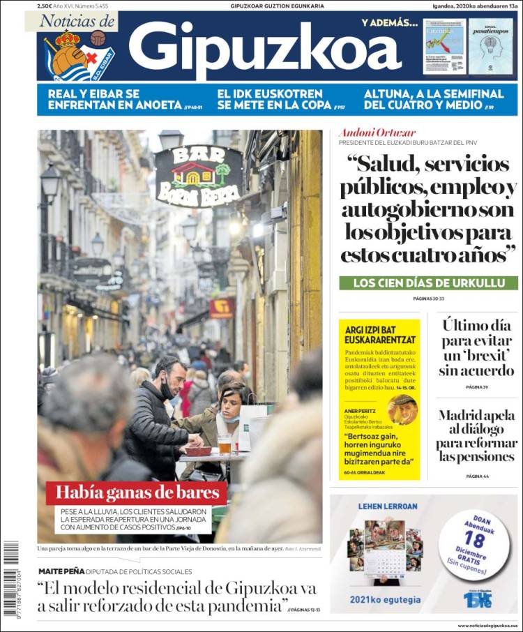 Portada de Noticias de Gipuzkoa (España)