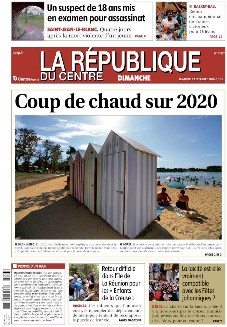 Portada de La République du Centre (Francia)