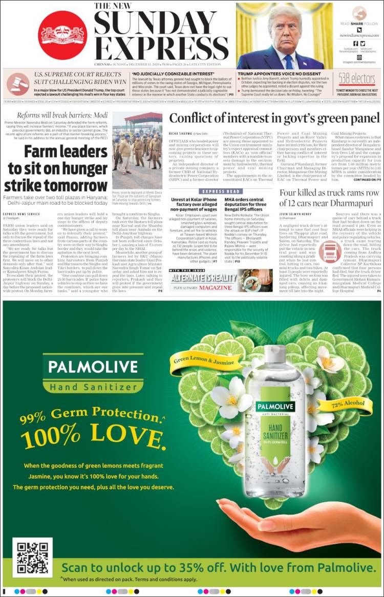 Portada de New Indian Express (India)
