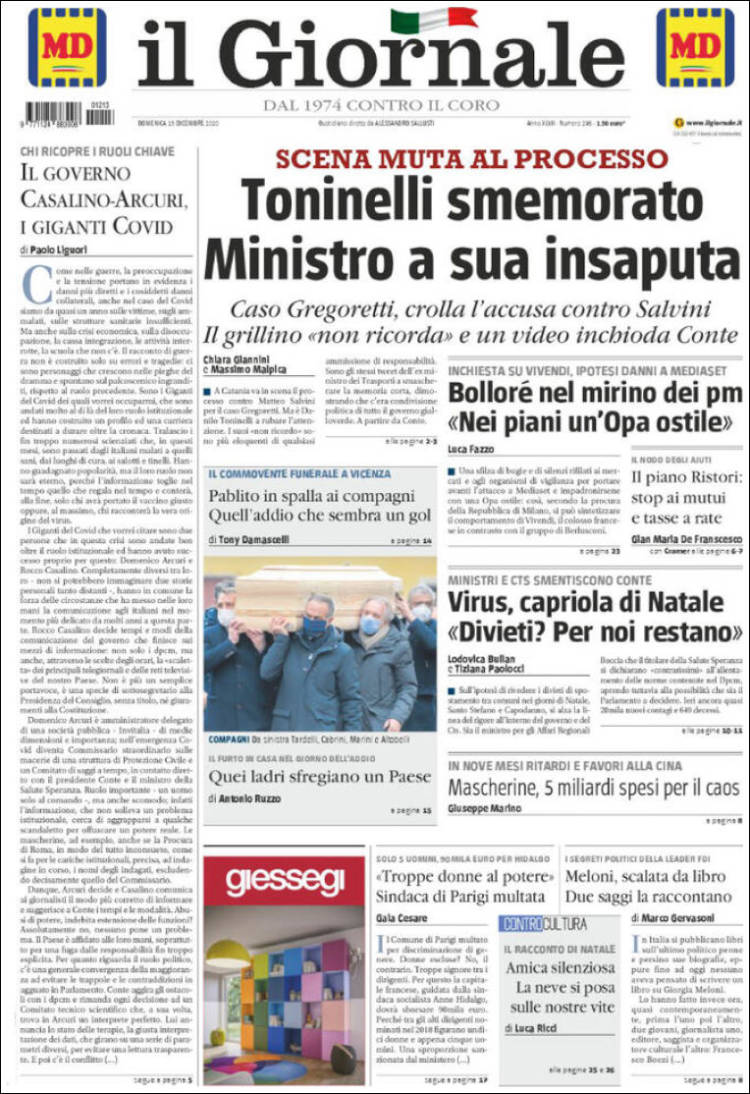 Portada de il Giornale (Italia)