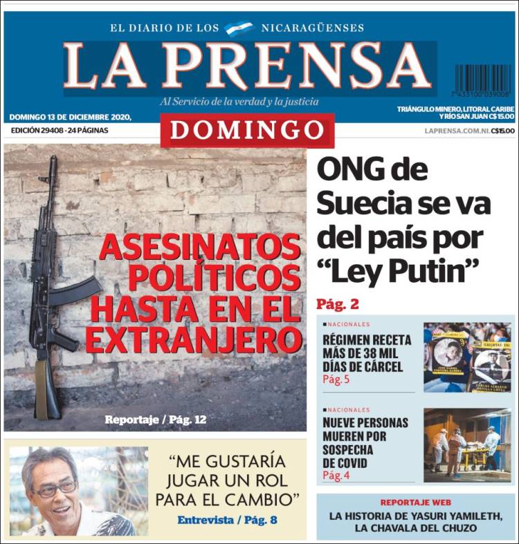 Portada de La Prensa (Nicaragua)