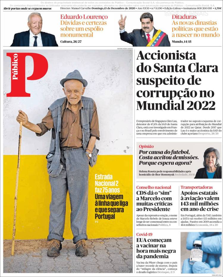 Portada de Público (Portugal)