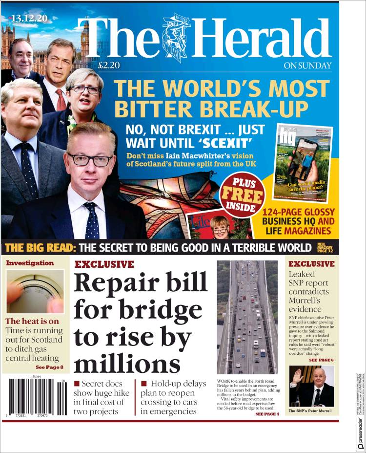 Portada de The Herald (Reino Unido)