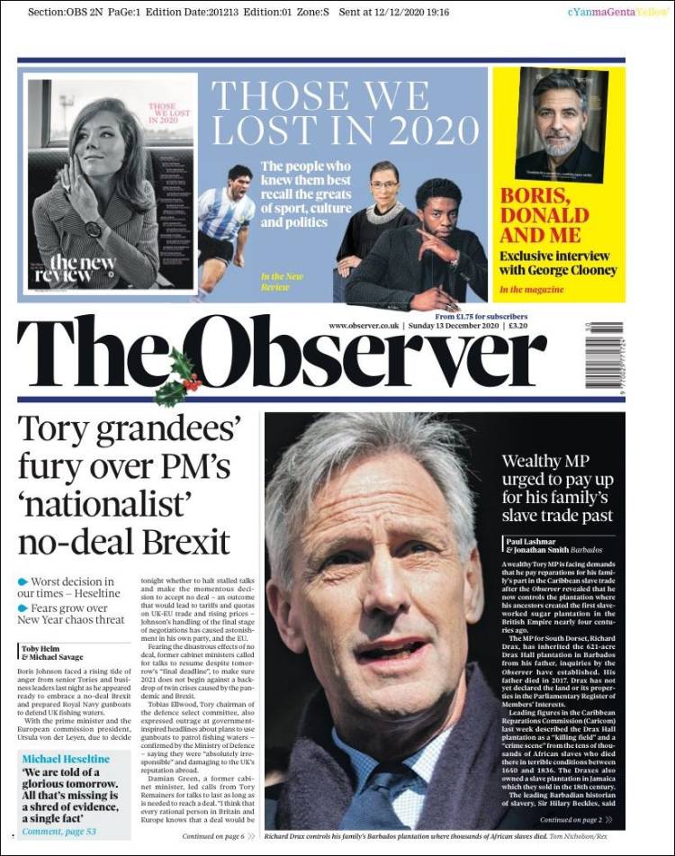 Portada de The Observer (Reino Unido)