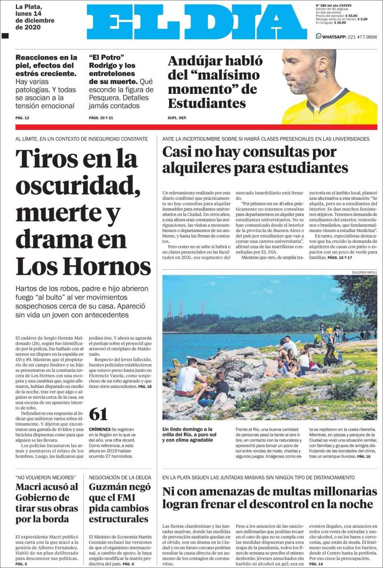 Portada de El Día de la Plata (Argentina)