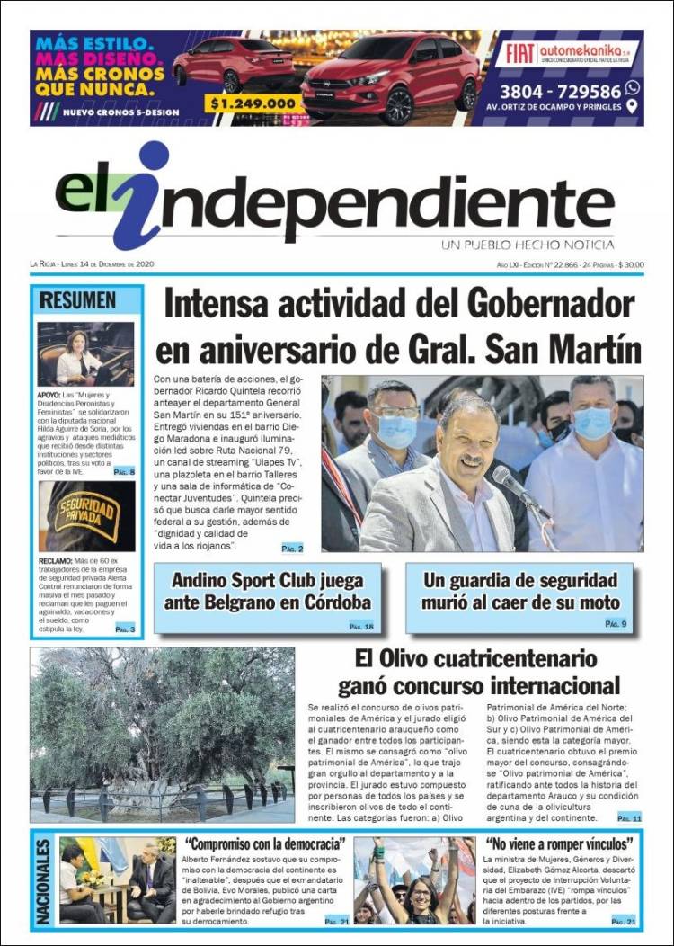 Portada de El Independiente (Argentina)