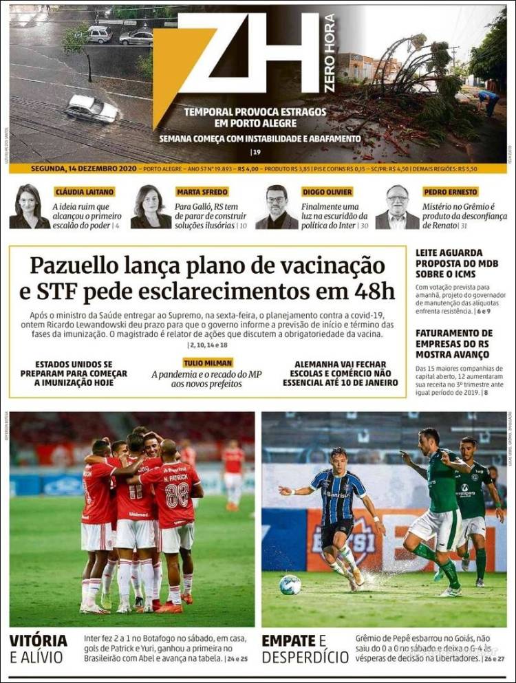 Portada de Zero Hora (Brasil)