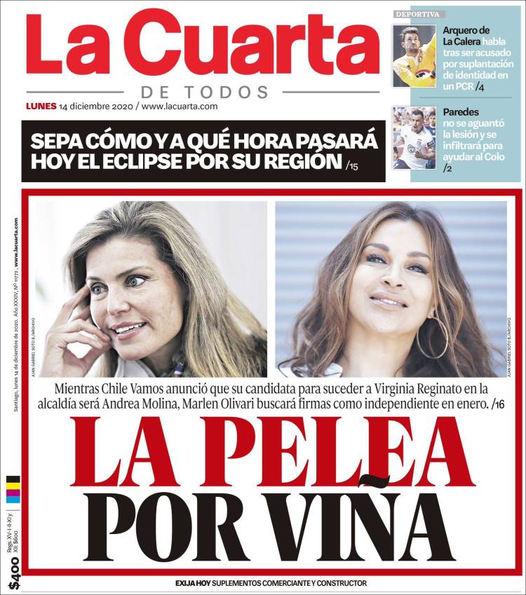 Portada de La Cuarta (Chile)