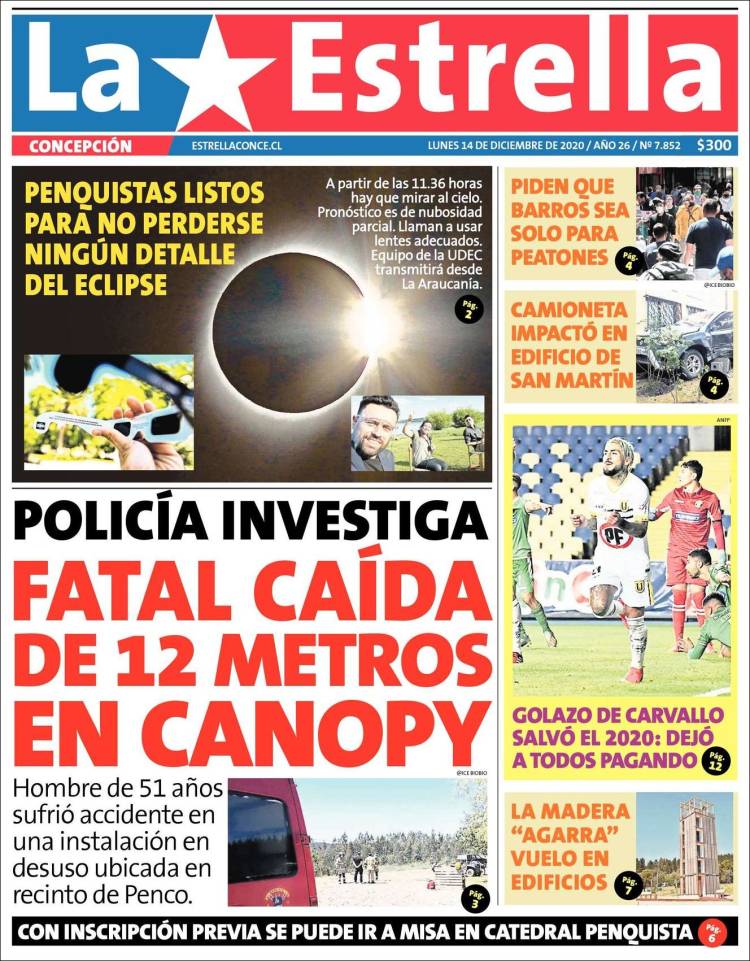 Portada de La Estrella de Concepción (Chile)