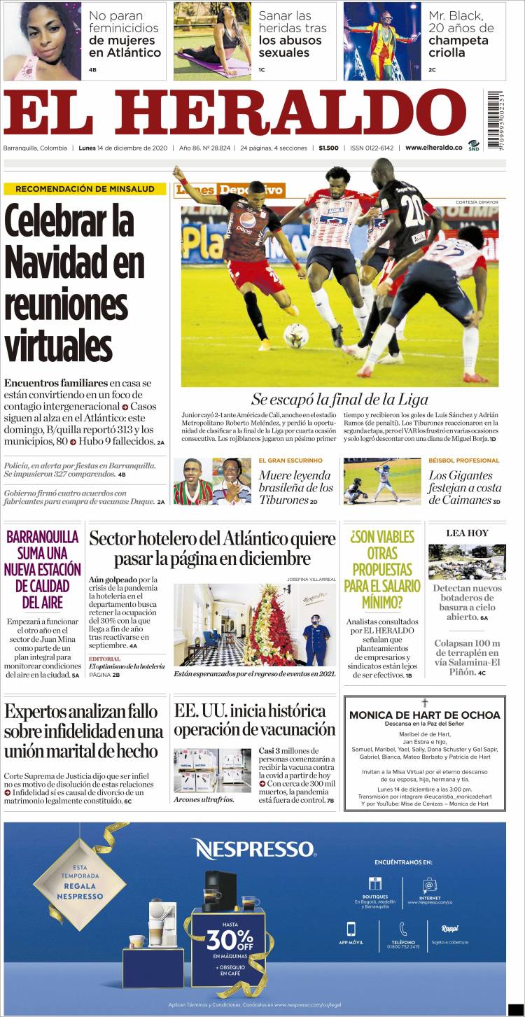 Portada de El Heraldo (Colombia)