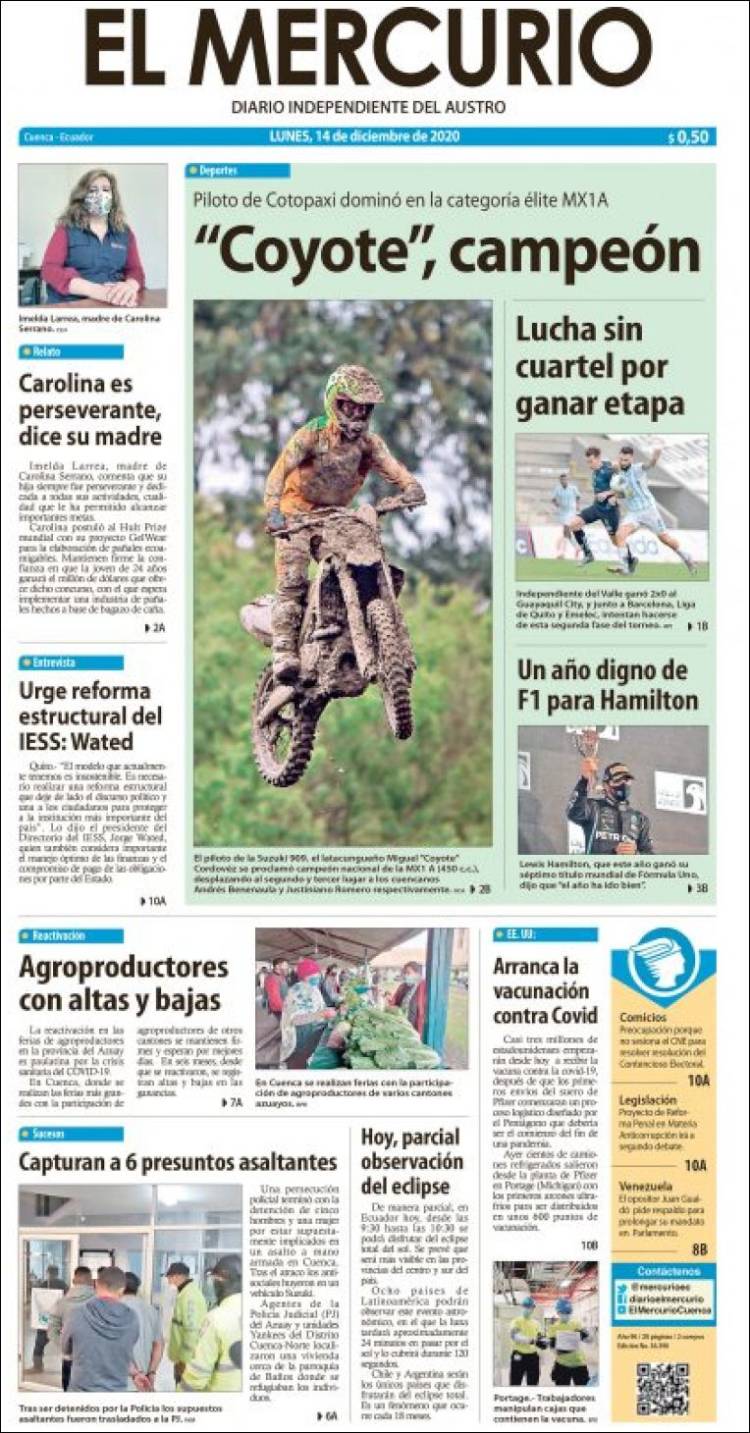 Portada de Diario El Mercurio (Ecuador)