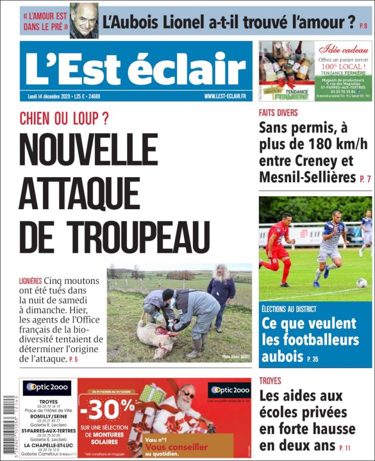 Portada de L'Est Eclair (Francia)