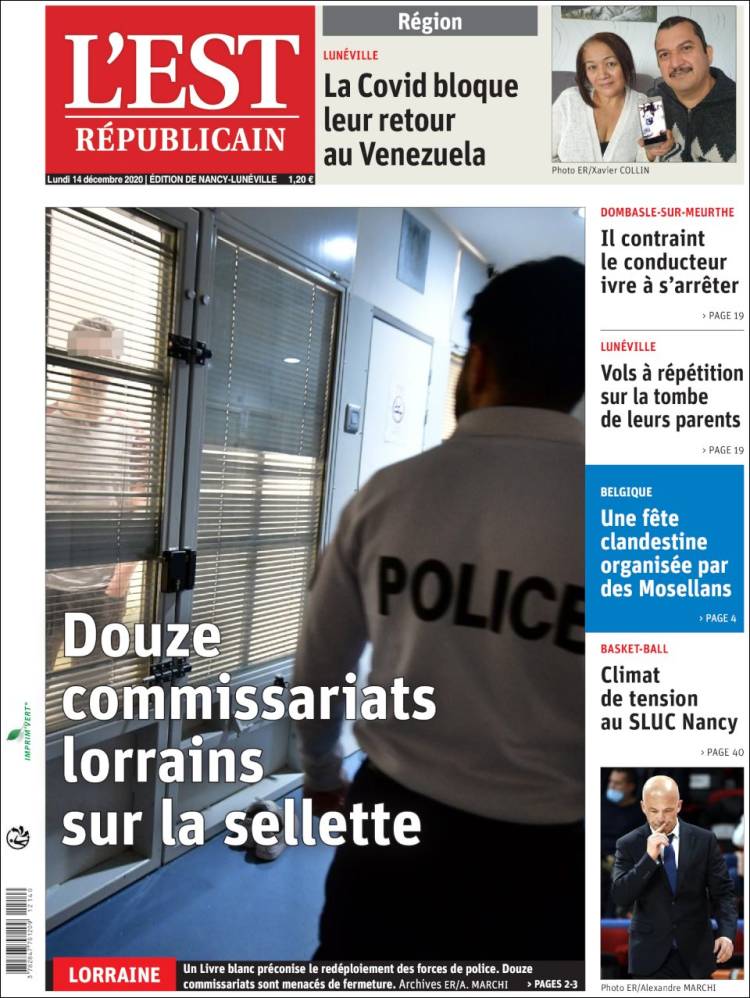 Portada de L'Est Republicain (Francia)