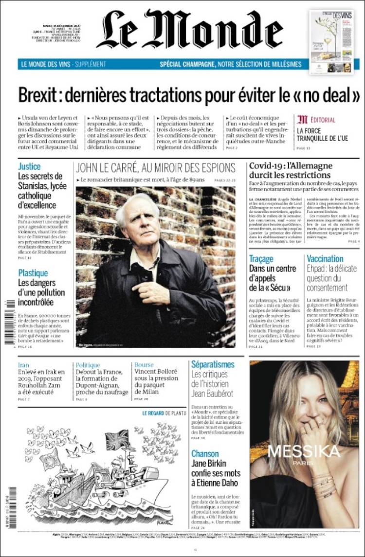 Portada de Le Monde (Francia)