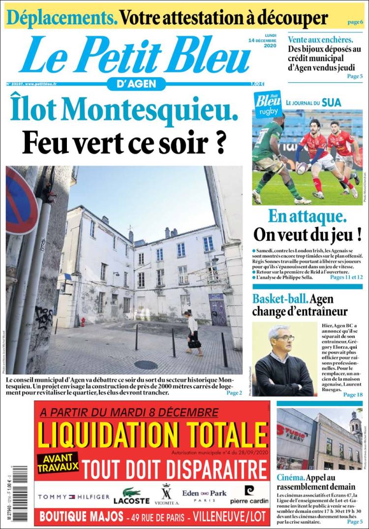 Portada de Le Petit Bleu (Francia)