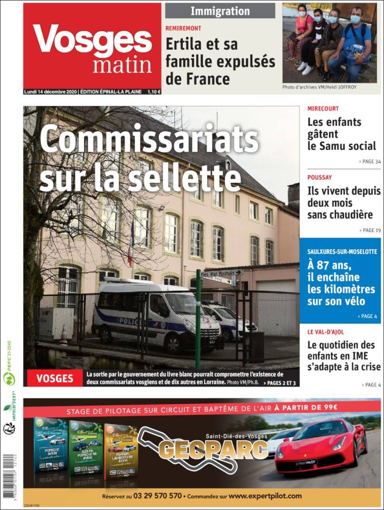 Portada de Vosges Matin (Francia)