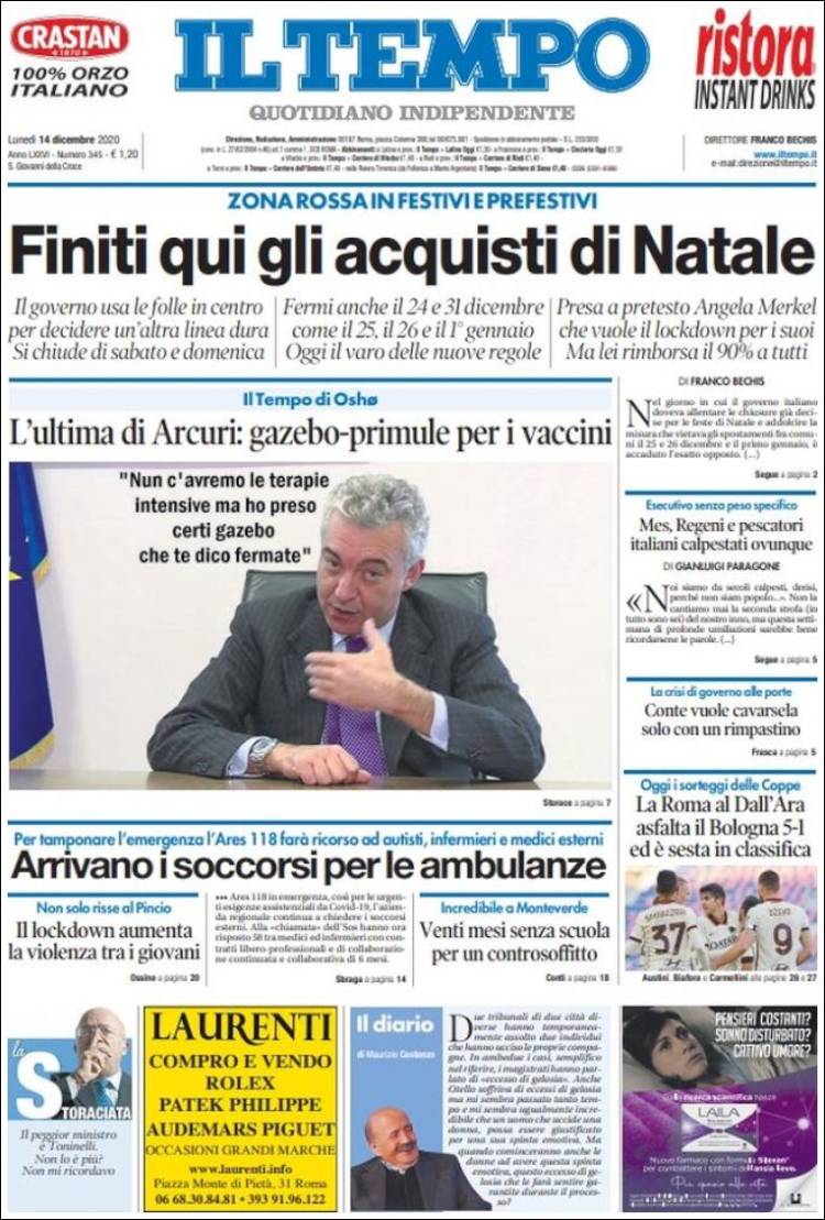 Portada de Il Tempo (Italia)