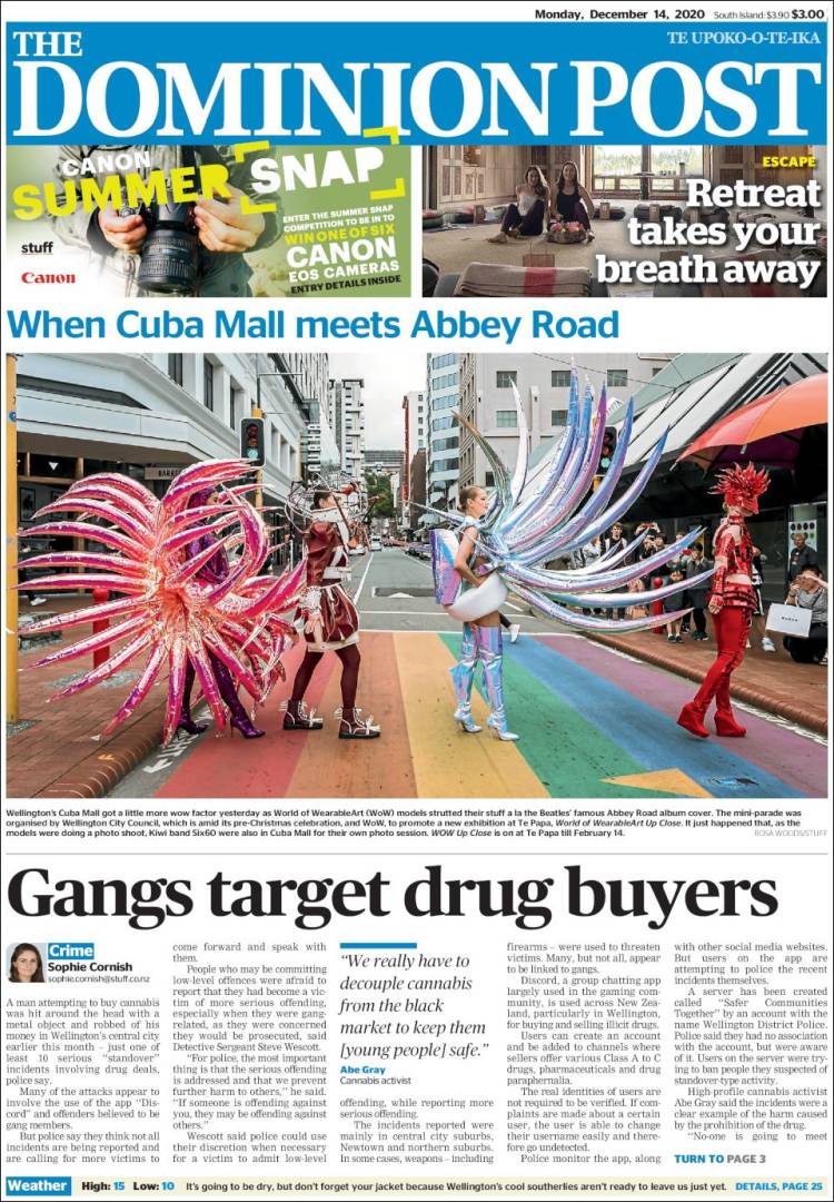 Portada de The Dominion Post (Nueva Zelanda)