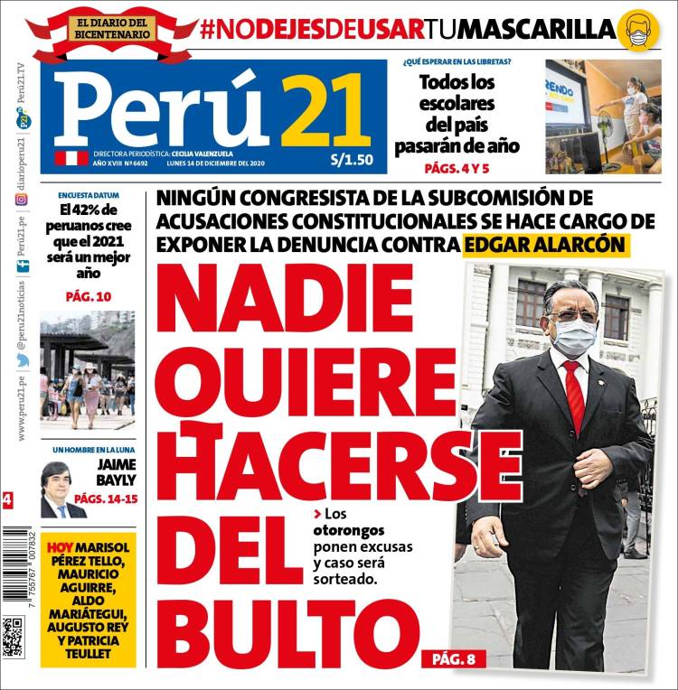 Portada de Perú 21 (Per&uacute;)