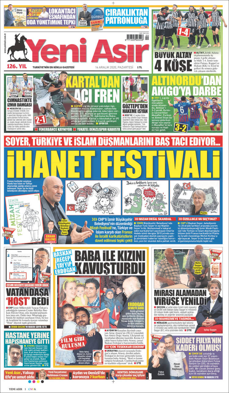 Portada de Yeni Asır (Turqu&iacute;a)