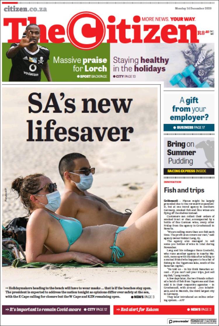 Portada de The Citizen (Sud&aacute;frica)