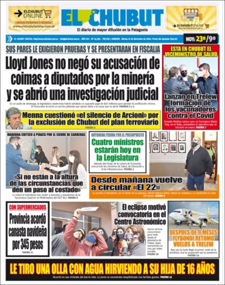 Portada de El Chubut (Argentina)