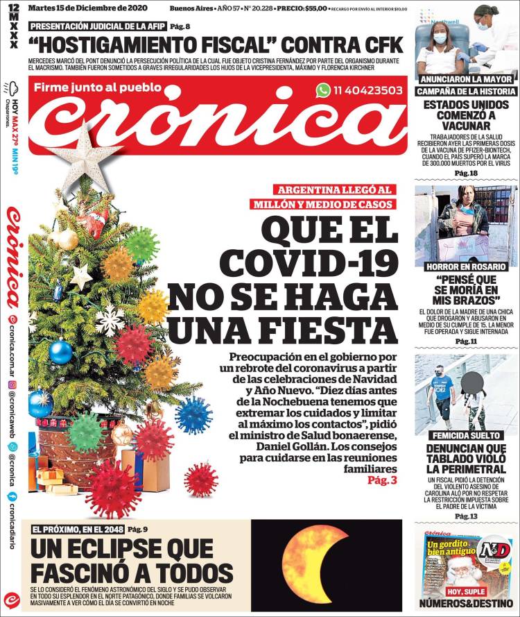 Portada de Crónica (Argentina)