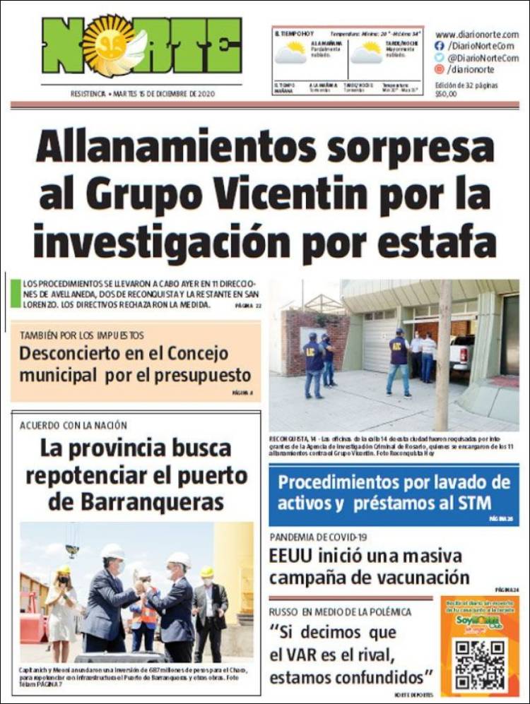 Portada de Diario Norte (Argentina)