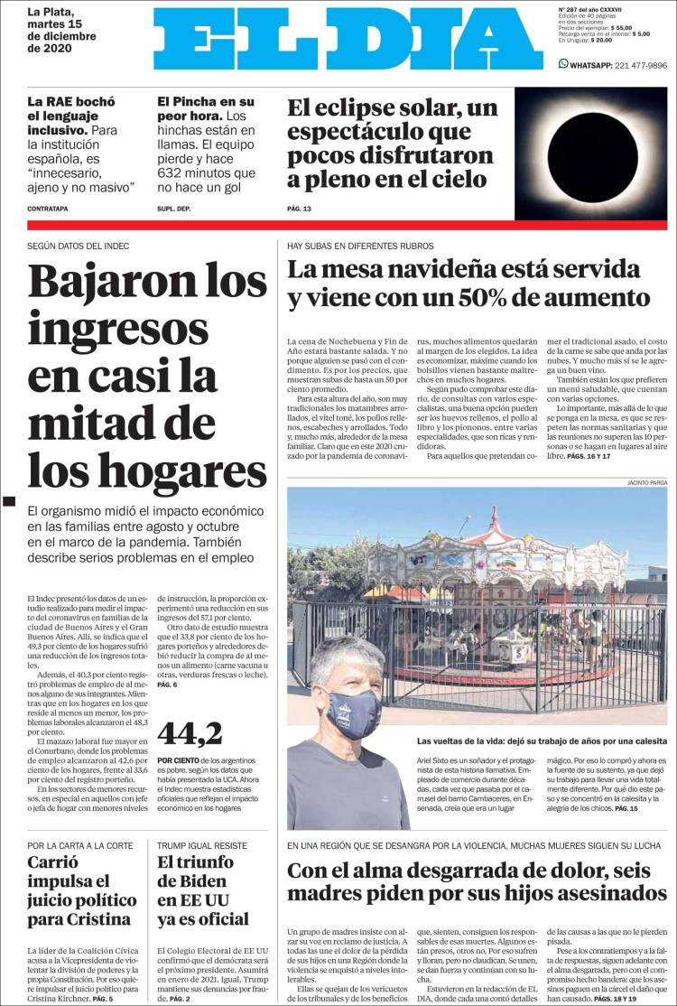 Portada de El Día de la Plata (Argentina)