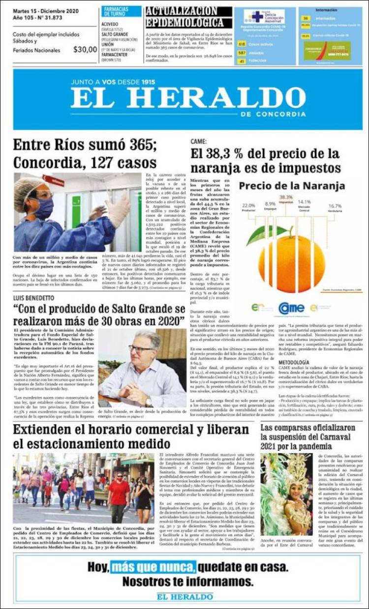 Portada de El Heraldo de Concordia (Argentina)