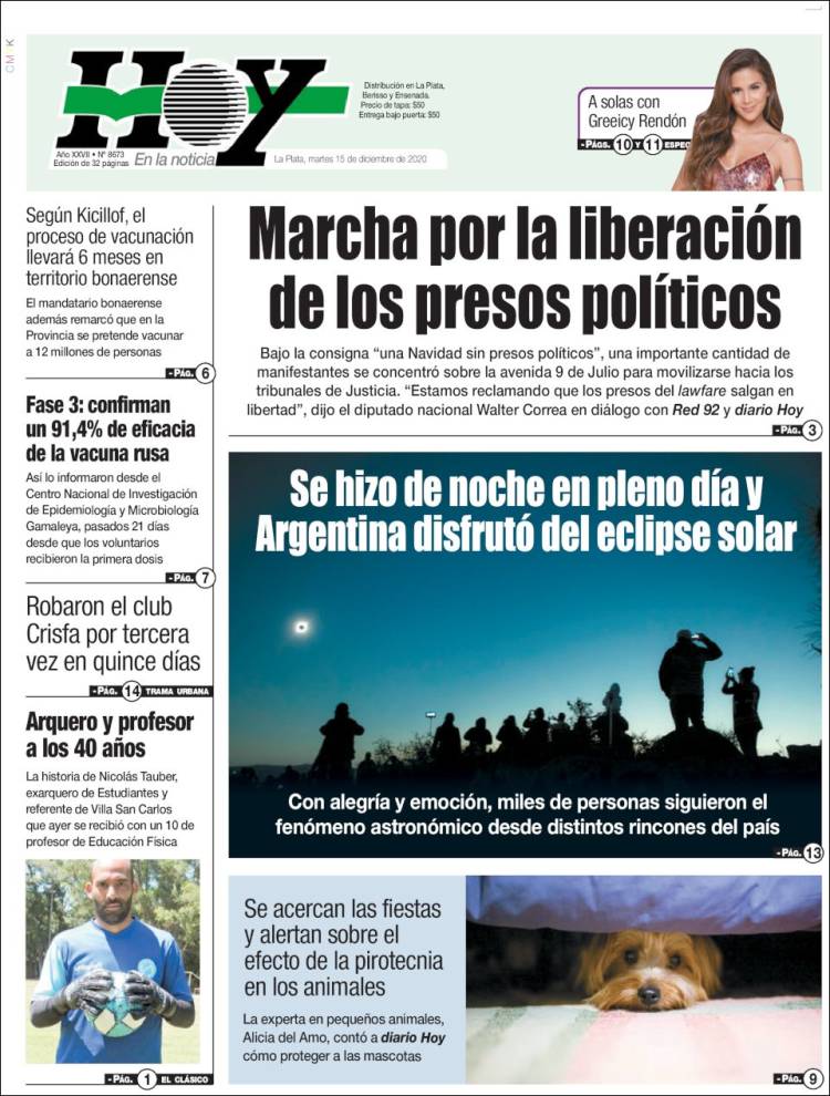 Portada de Diario Hoy (Argentina)