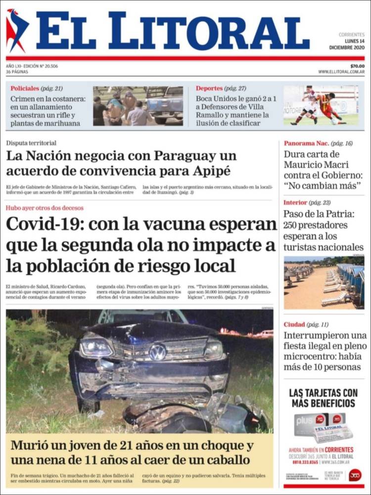 Portada de El Litoral Corrientes (Argentina)