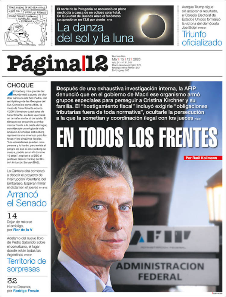 Portada de Página/12 (Argentina)