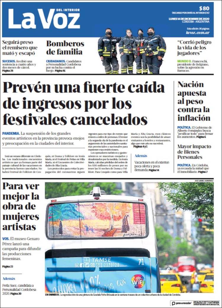Portada de La Voz del Interior (Argentina)