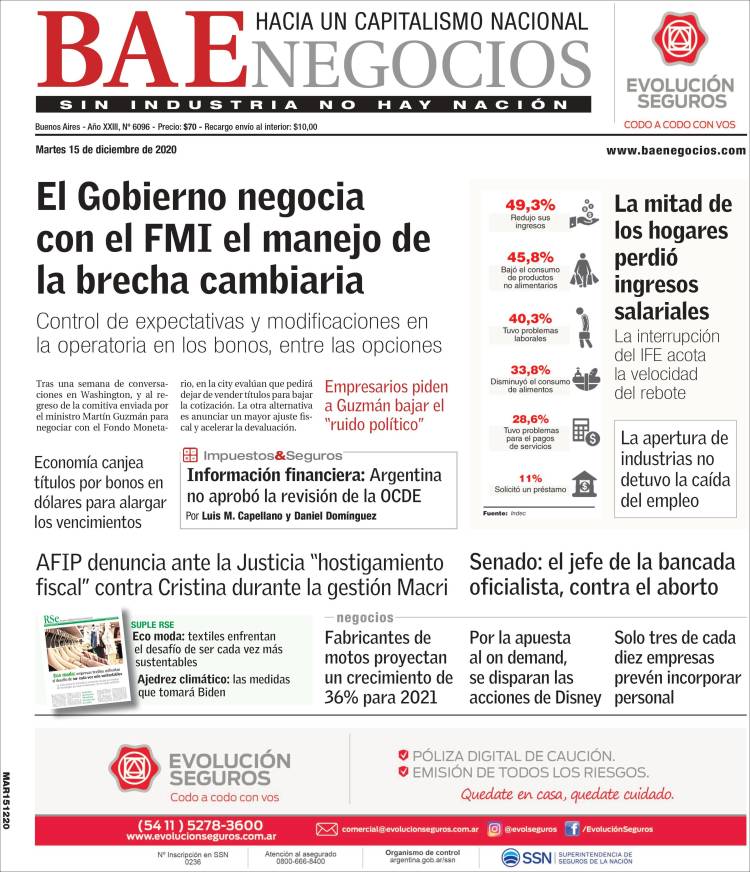 Portada de Buenos Aires Económico (Argentina)