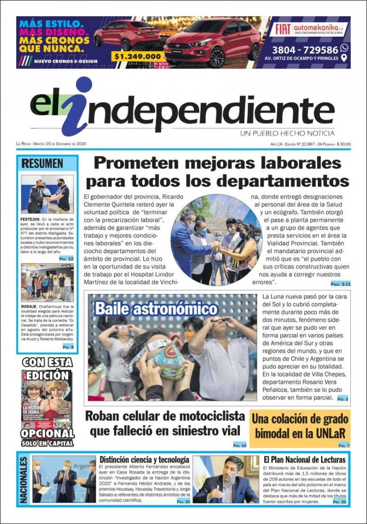 Portada de El Independiente (Argentina)