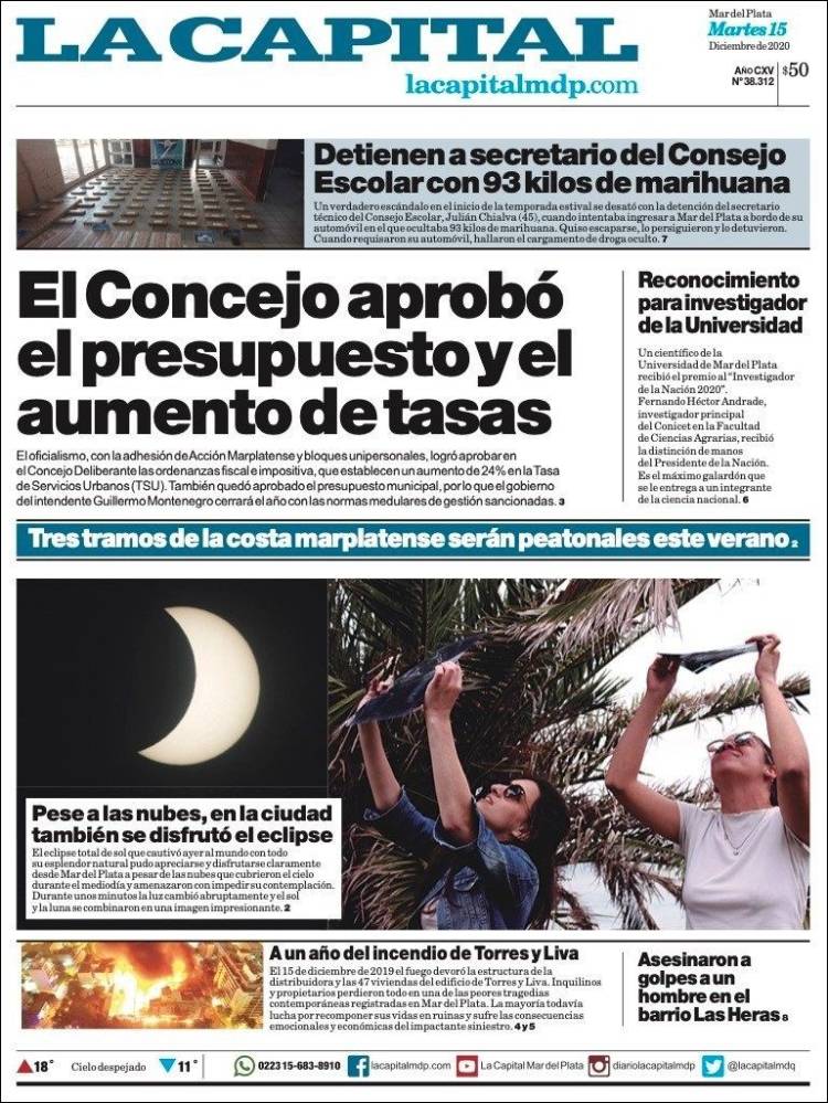 Portada de Diario La Capital - Mar del Plata (Argentina)