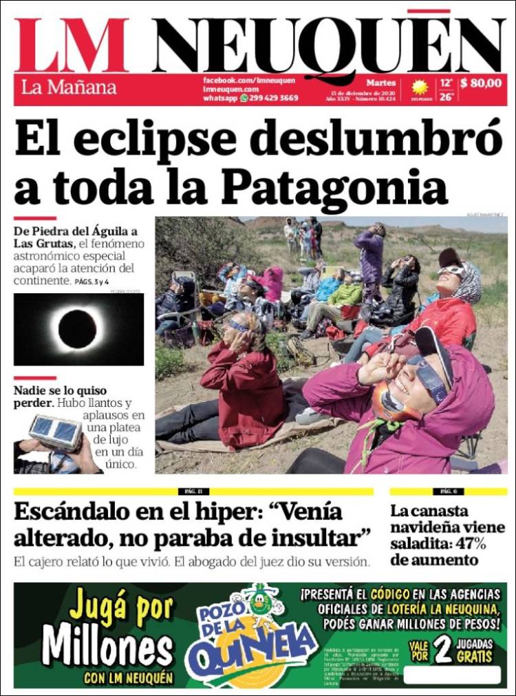 Portada de La Mañanade Neuquén (Argentina)
