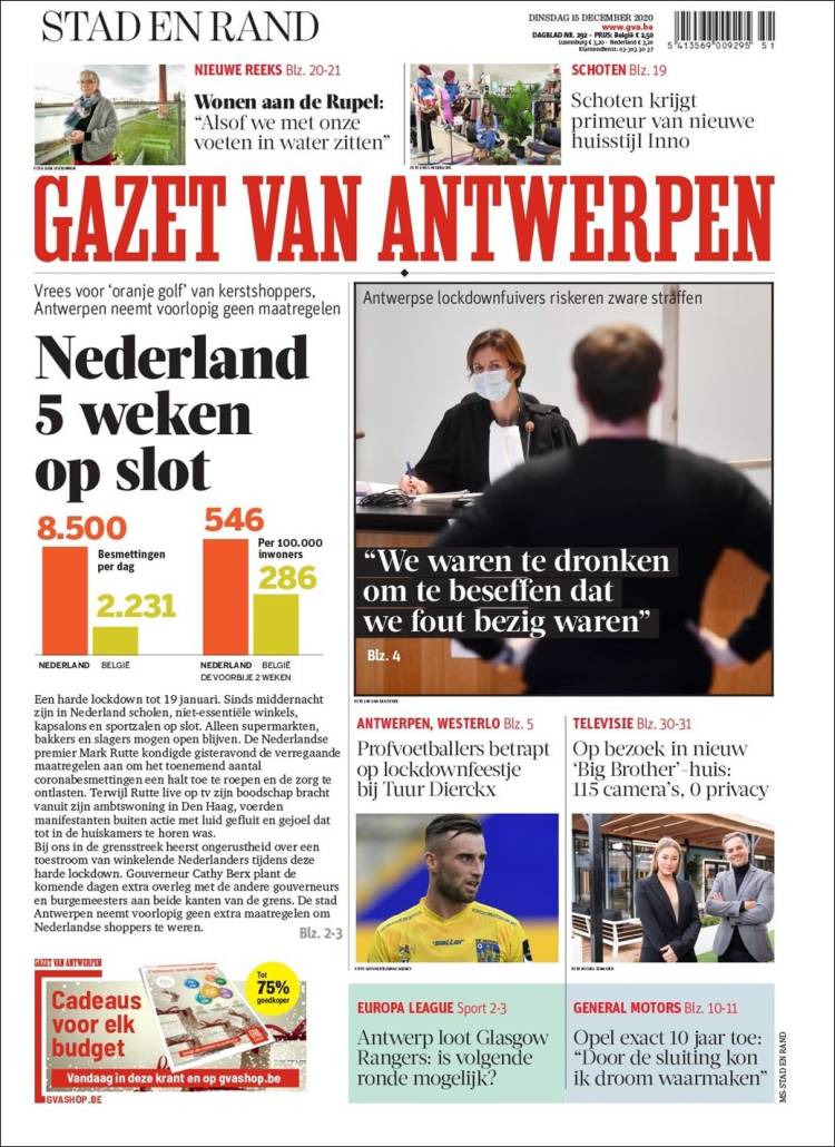 Portada de Gazet van Antwerpen (B&eacute;lgica)