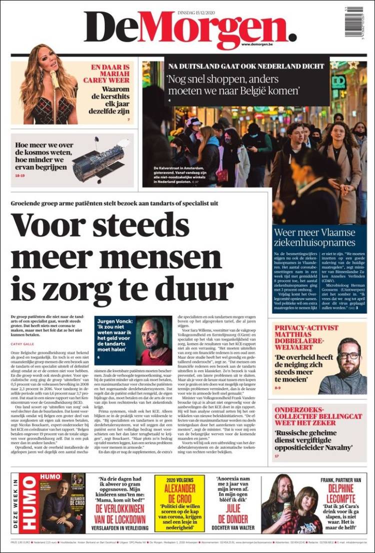 Portada de De Morgen (B&eacute;lgica)