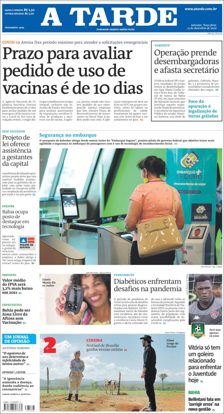 Portada de Diário A Tarde (Brasil)