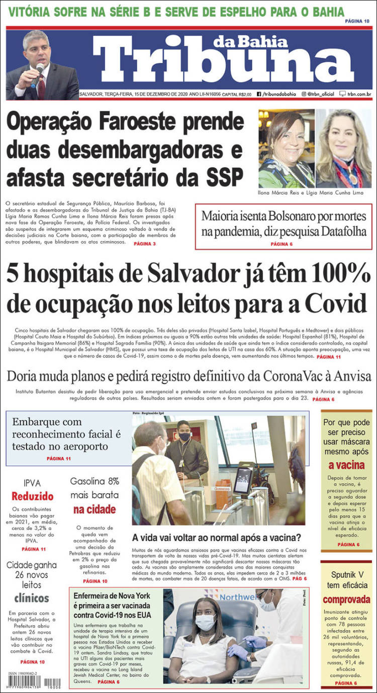 Portada de Tribuna da Bahia (Brasil)