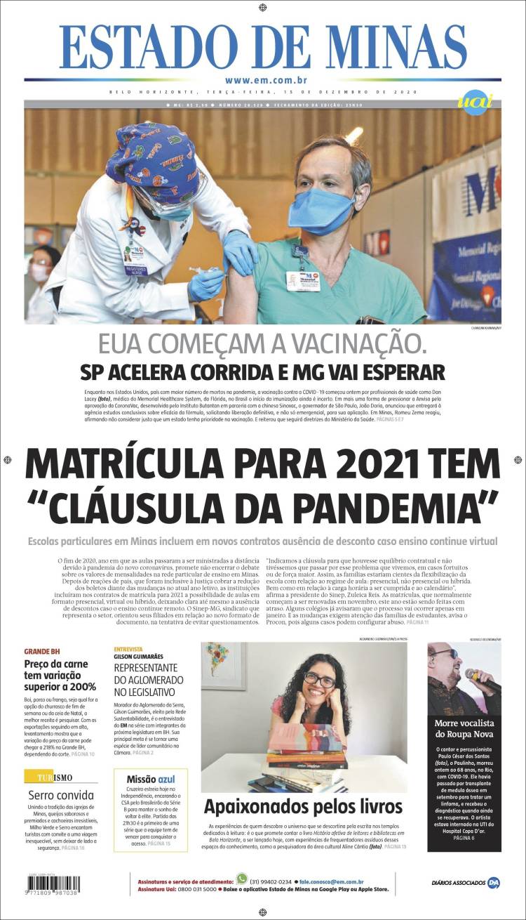 Portada de Jornal Estado de Minas (Brasil)