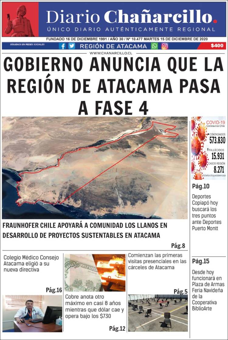 Portada de Diario Chañarcillo (Chile)